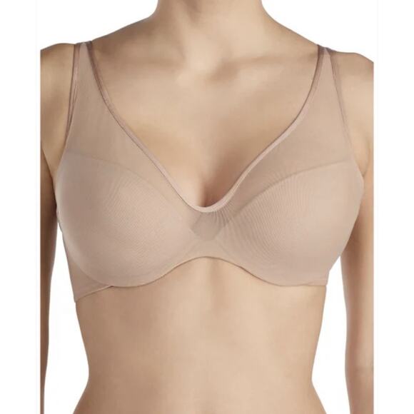 Le Mystere 36DDD 36F Bra Tan Sheer Illusion Demi Underwire Back Closure Beige - Picture 1 of 16